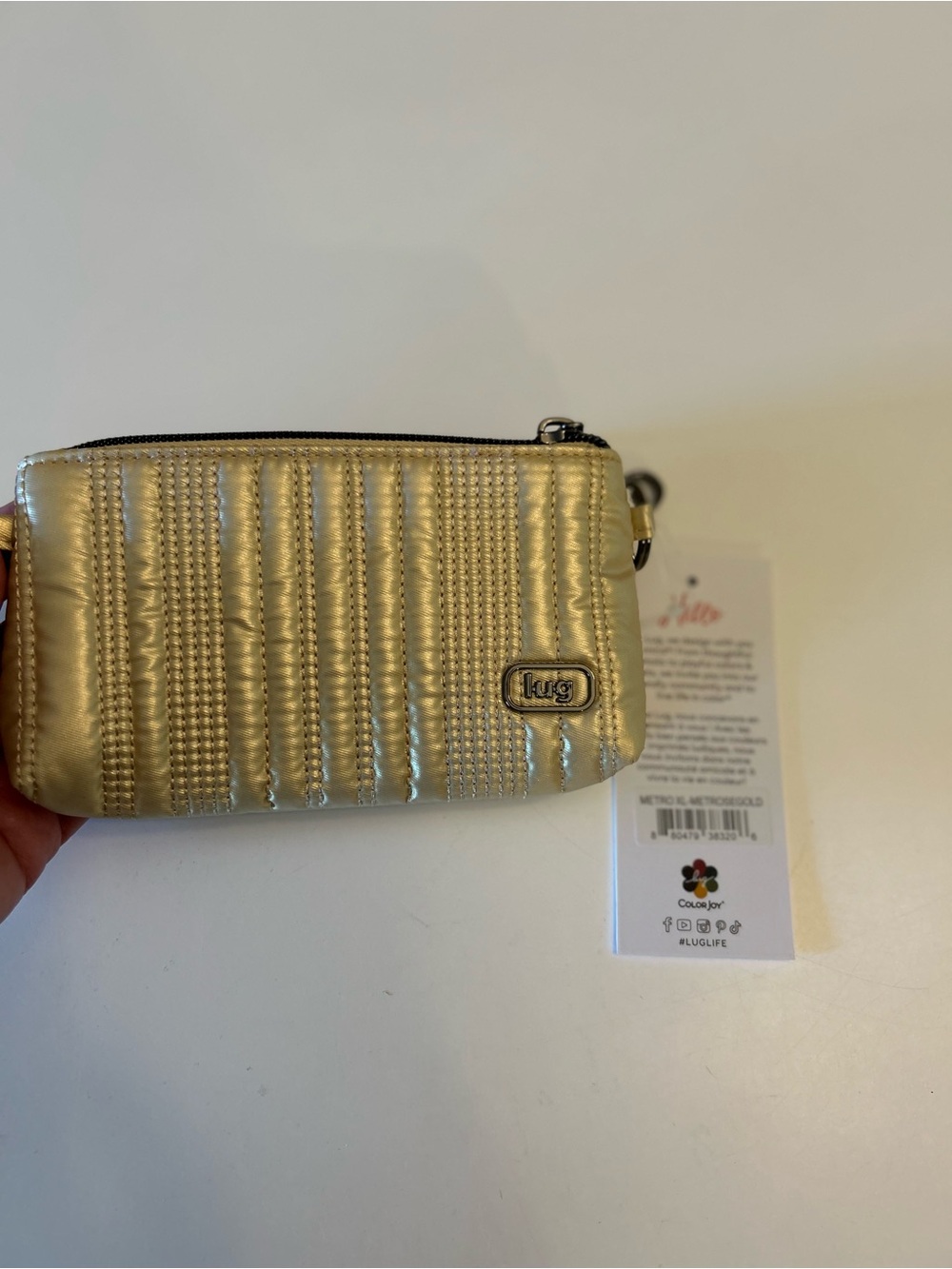 lug Metro XL Metallic Gold Quilted Wristlet Card Case